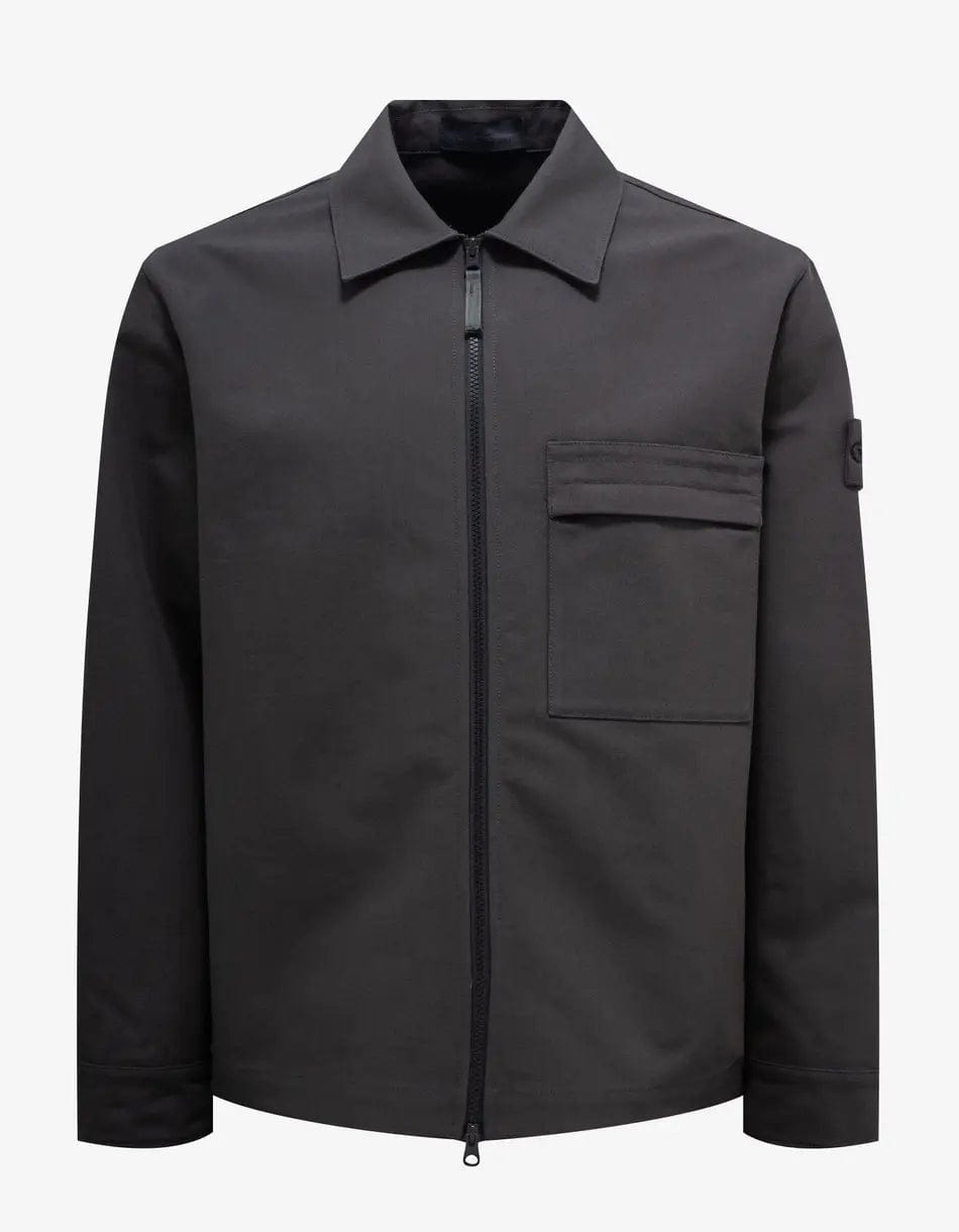 Stone Island Grey Spread Collar Overshirt Sophisticated Men's 