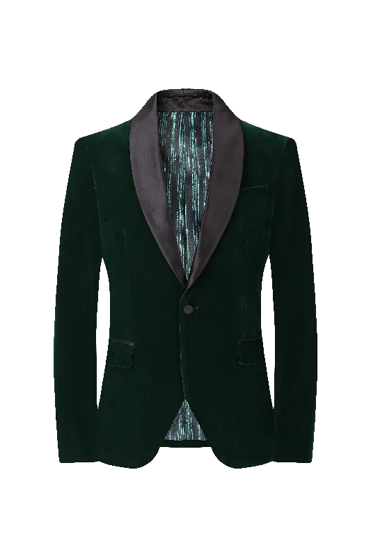 Velvet Shall Lapel Blazer - Hunter Bold Men's Statement