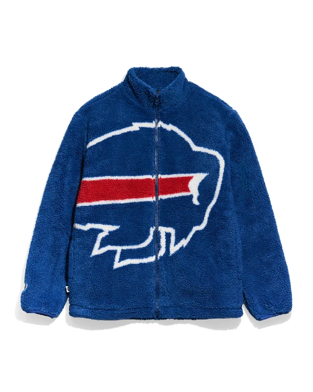 Buffalo Bills Big Logo Blue Sherpa Jacket Refined Men's Velvet