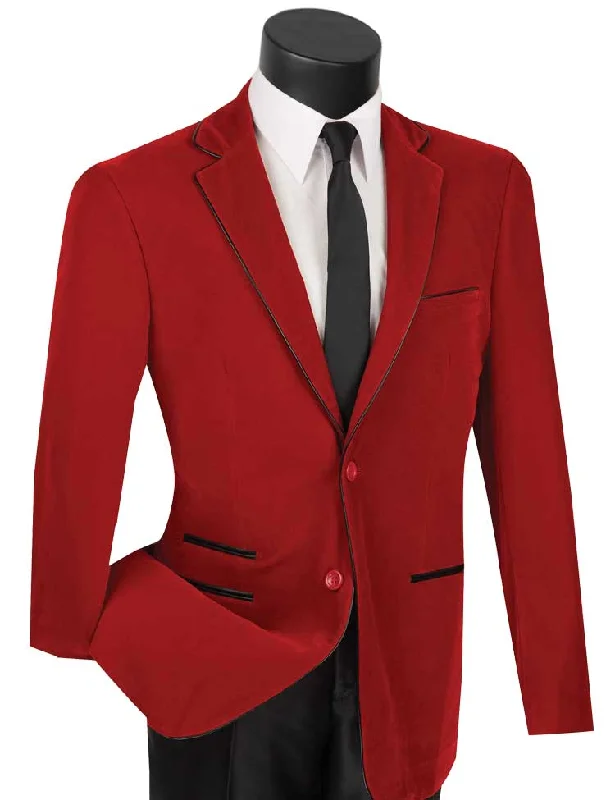 Vinci BS-02 Single Breast Velvet Red British Gentleman Style