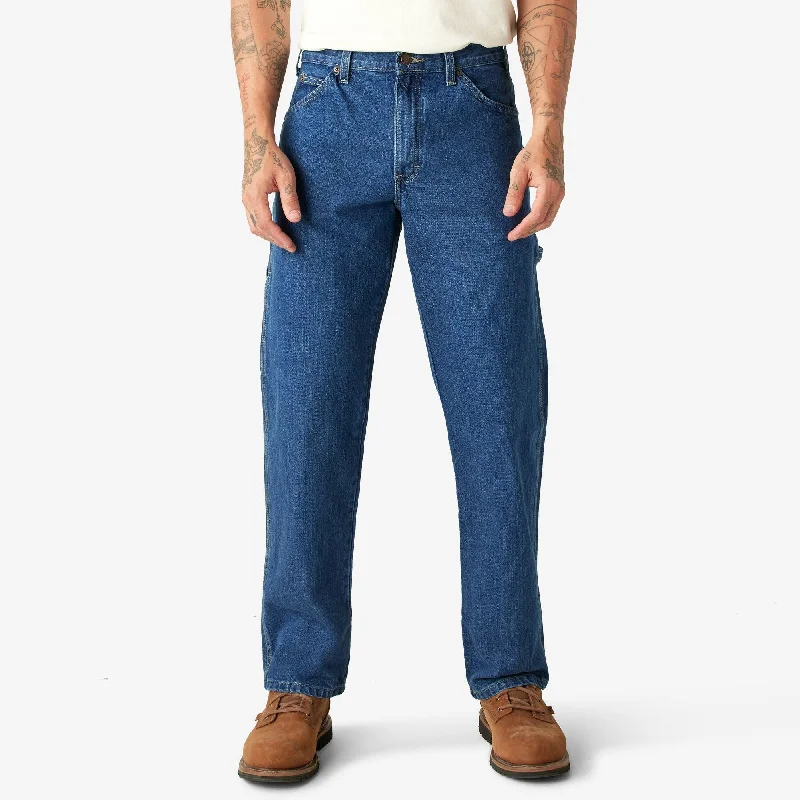 Relaxed Fit Heavyweight Carpenter Jeans, Stonewashed Indigo Blue Stylish Men's Tropical 