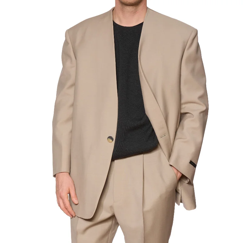 FEAR OF GOD Eternal Single Breasted Lapelless Blazer EU 50 NEW US 40 Dusty Beige Refined Men's Velvet