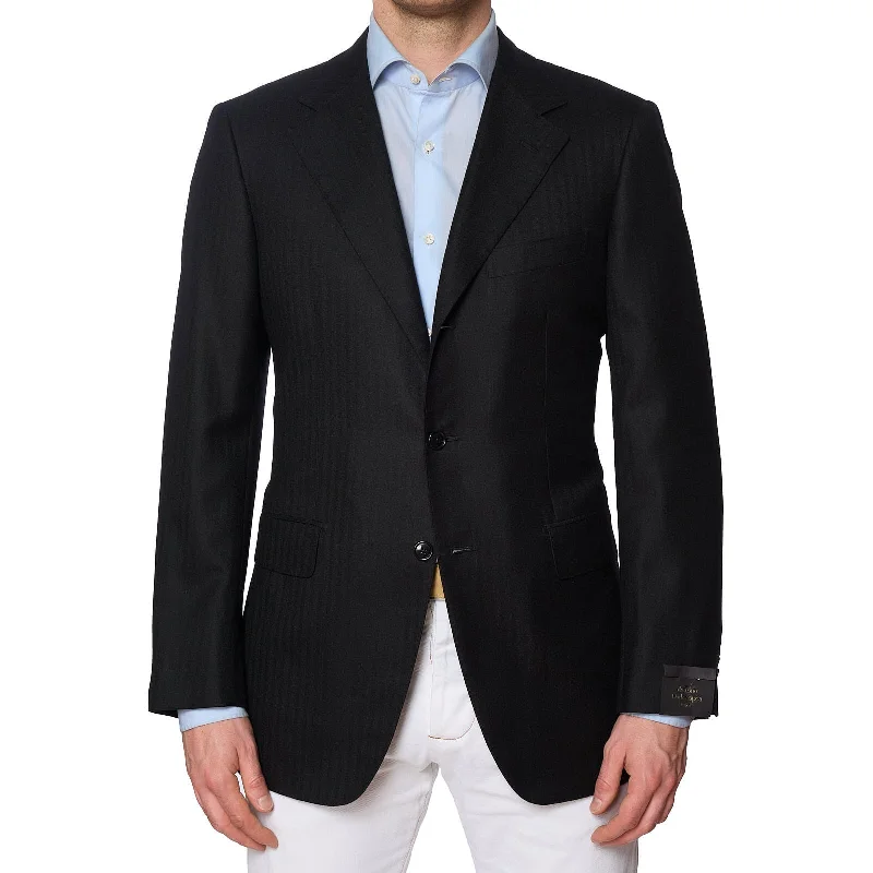 SARTORIA PARTENOPEA Black Cashmere-Silk Jacket Blazer EU 52 NEW US 42 Preppy Men's College