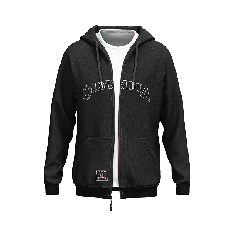 Olympia Black on Black Full Zip Hoodie Refined Men's European