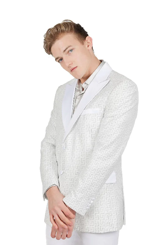 Barabas Powerful Sign BL3087 Blazer  White/Silver Trendy Men's Scandinavian