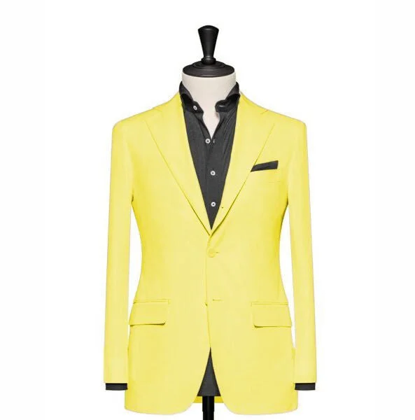 "The Clover" Solid Yellow Blazer Laid