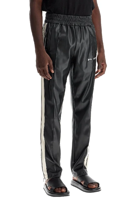 Palm Angels Faux Leather Joggers With Side Stripes Traditional Men's Country