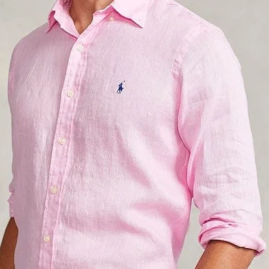 Polo Ralph Lauren - Custom Fit Linen Shirt - Bright Pink Sophisticated Men's French