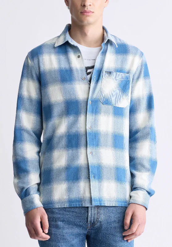 Sinclair Men's Long-Sleeve Plaid Shirt, Blue - BM24428 Laid