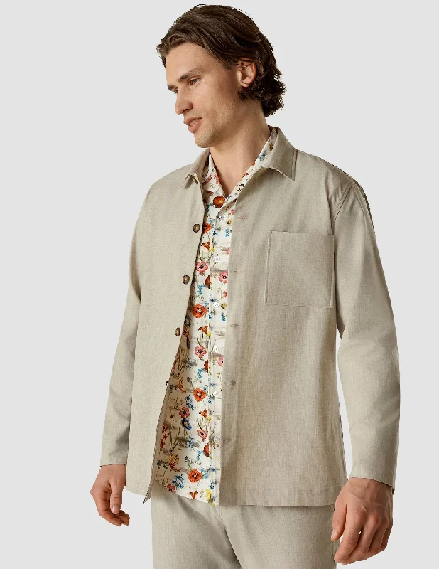 Tech Linen Overshirt Sandshell Trendy Men's Oversized