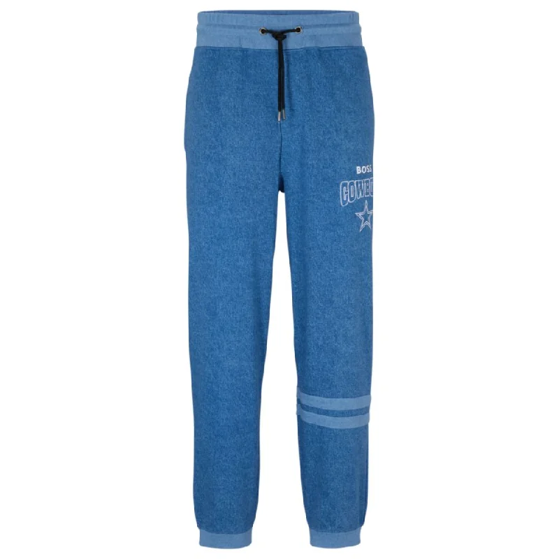 BOSS x NFL oversize-fit tracksuit bottoms in denim-look cotton Cclassic Men's Tweed