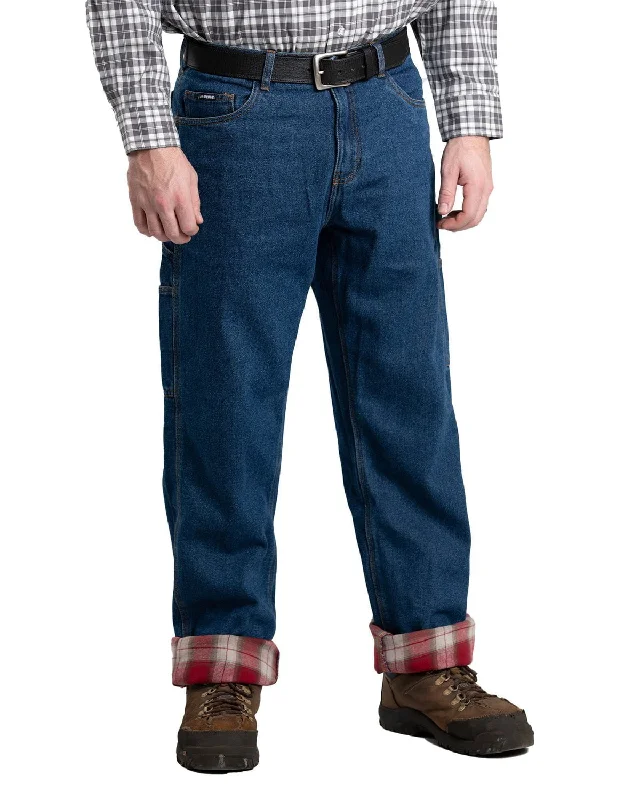 Berne Apparel Mens Heartland Flannel-Lined Stone Wash Dark 100% Cotton Jeans Cozy Men's Winter