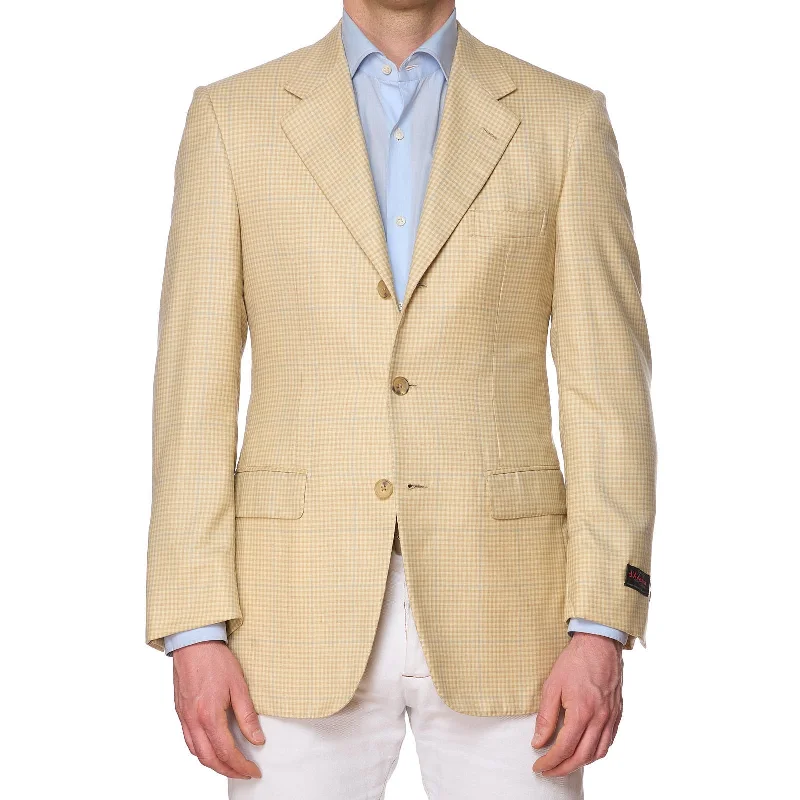 D'AVENZA for VANNUCCI Handmade Beige Checked Cashmere Jacket EU 48 NEW US 38 Elegant Men's Cashmere