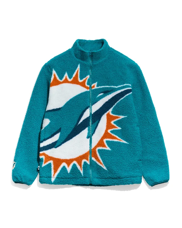 Miami Dolphins Big Logo Sherpa Jacket Traditional Men's Country