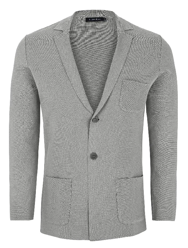 Medium Grey Knit Blazer Elegant Men's Formal 