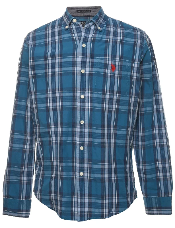 U.S. Polo Assn. Teal Checked Shirt - S Luxurious Men's High