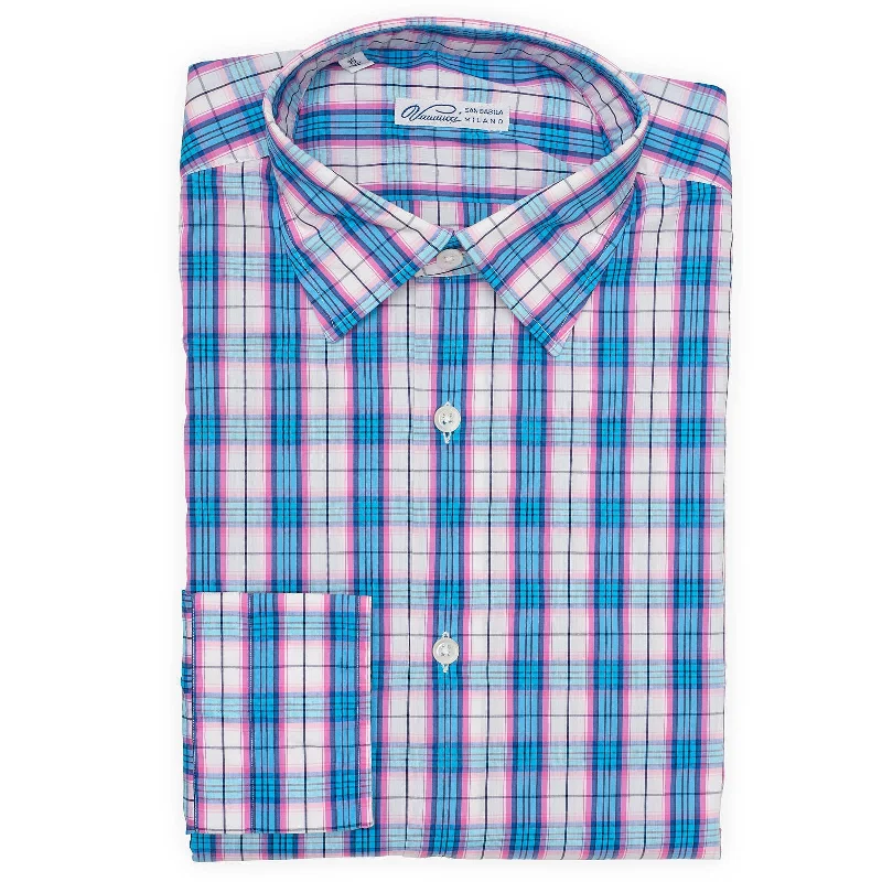 VANNUCCI Milano Multicolor Plaid Stretch Casual Shirt NEW Laid