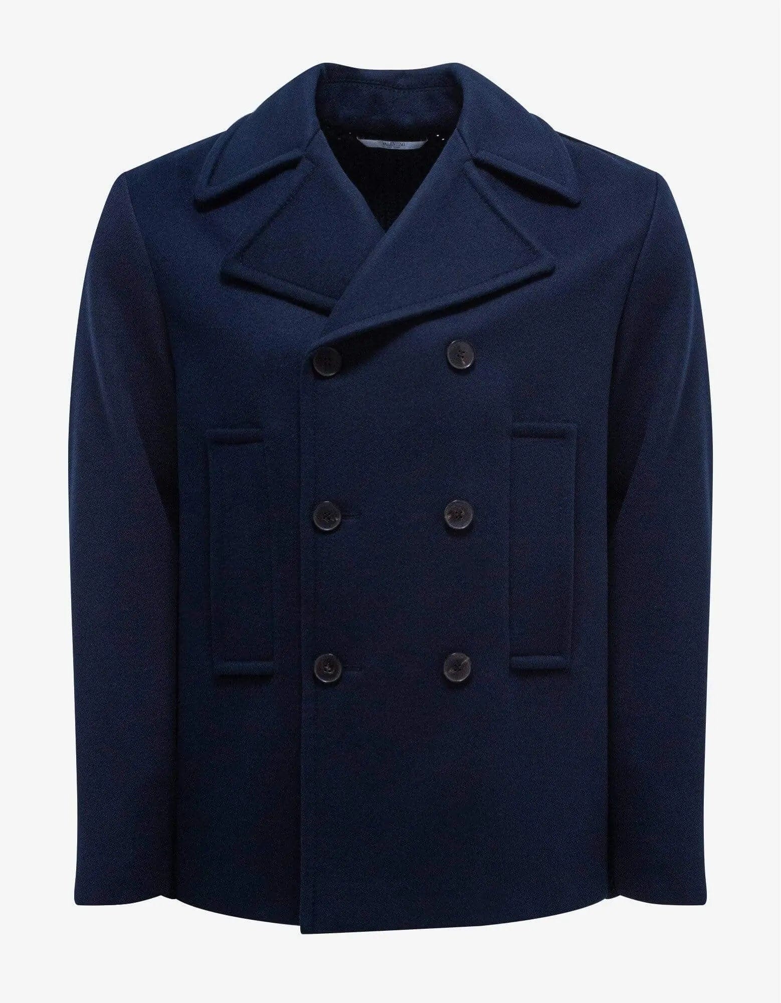 Valentino Garavani Navy Blue Double-Breasted Wool Jacket Sophisticated Men's French