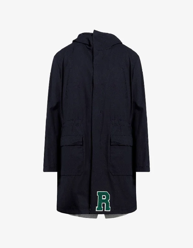 Raf Simons Navy Blue Parka with Silver Interior Laid