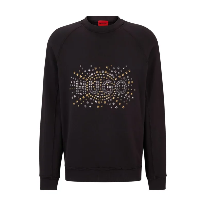 Cotton-terry sweatshirt with stud-effect logo artwork Tailored