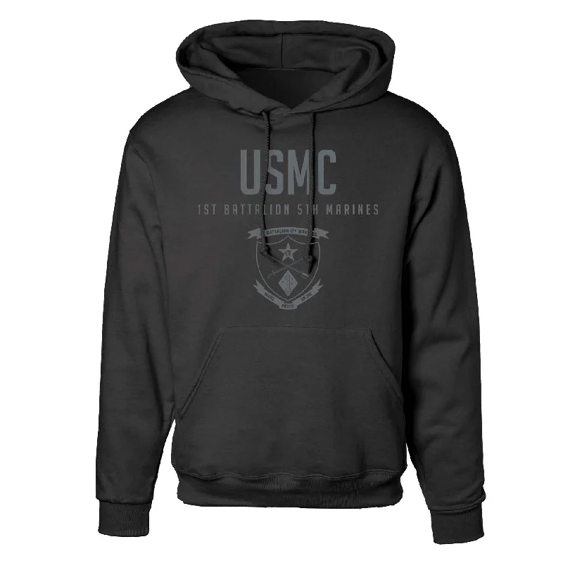 1st Battalion 5th Marines Tonal Hoodie Monochromatic Office Style