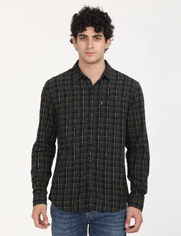 Men's Checkered Slim Fit Shirt Stylish Men's Neon