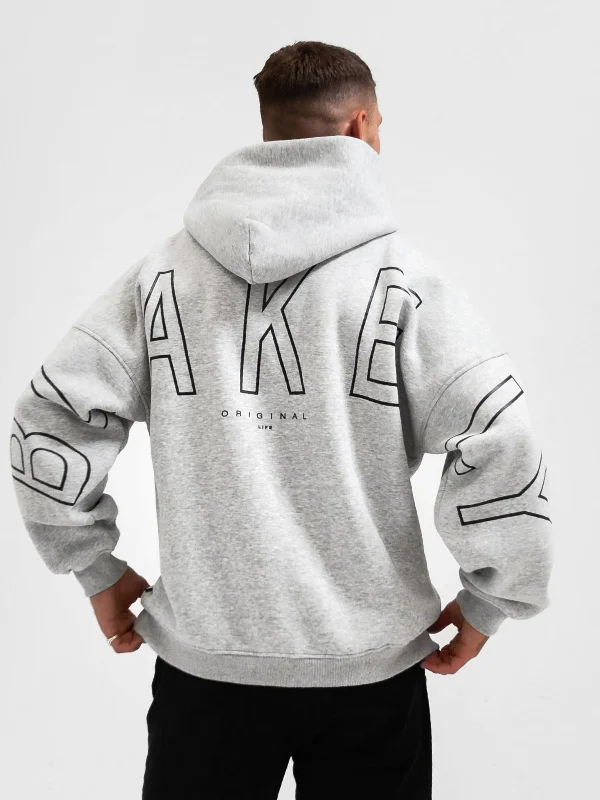 Outline Idris Oversized Hoodie - Marl Grey Monochromatic All