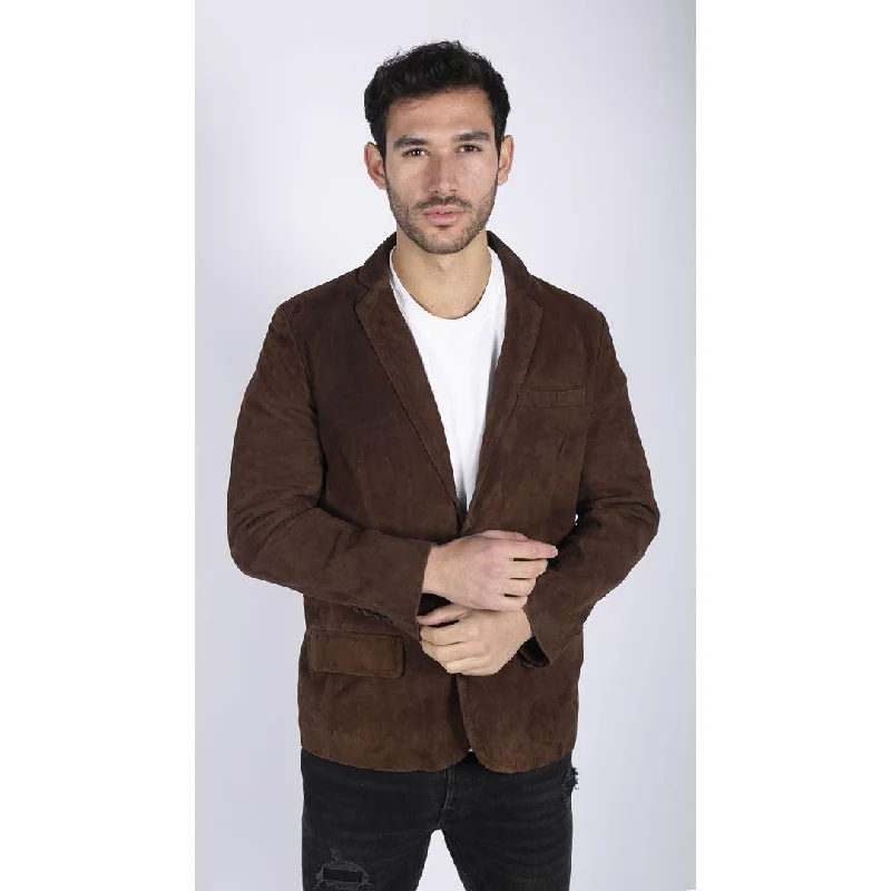 Mens Genuine Suede Blazer Style Jacket Leather Mens Classic VIntage Smart Casual Tailored