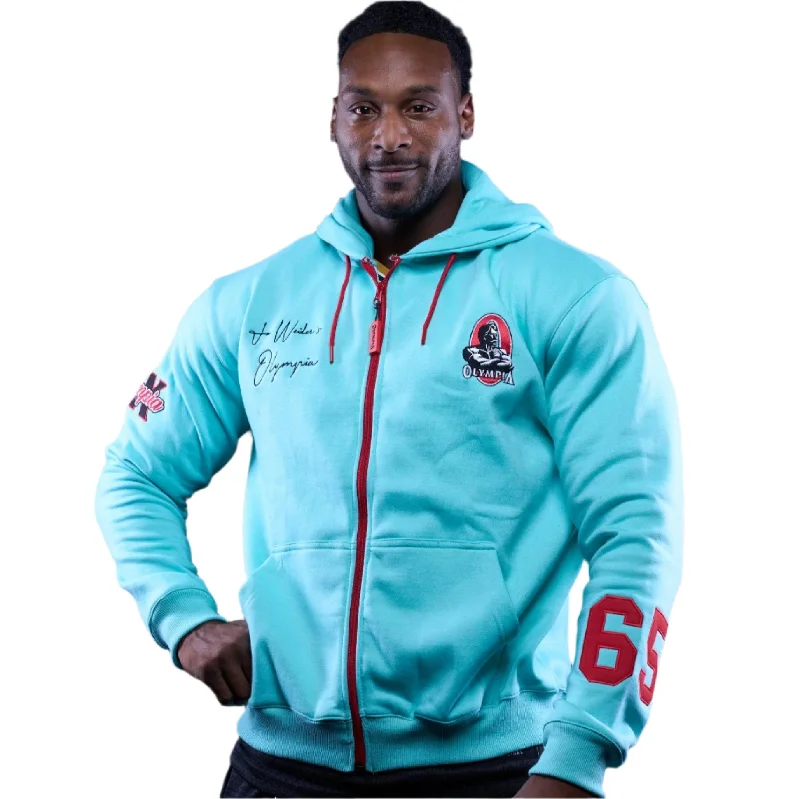 Olympia Teal Full Zip Hoodie Sleek Men's Metallic