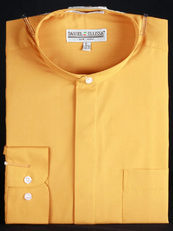 Basic Banded Collar Convertible Cuff Dress Shirt in Honey Gold Dynamic Men's High