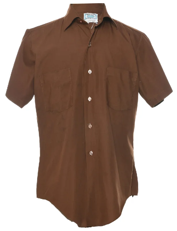 1970s Dark Brown Shirt - M Business