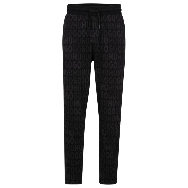 Cotton tracksuit bottoms with drawstring waist and monogram jacquard Sleek Men's Metallic