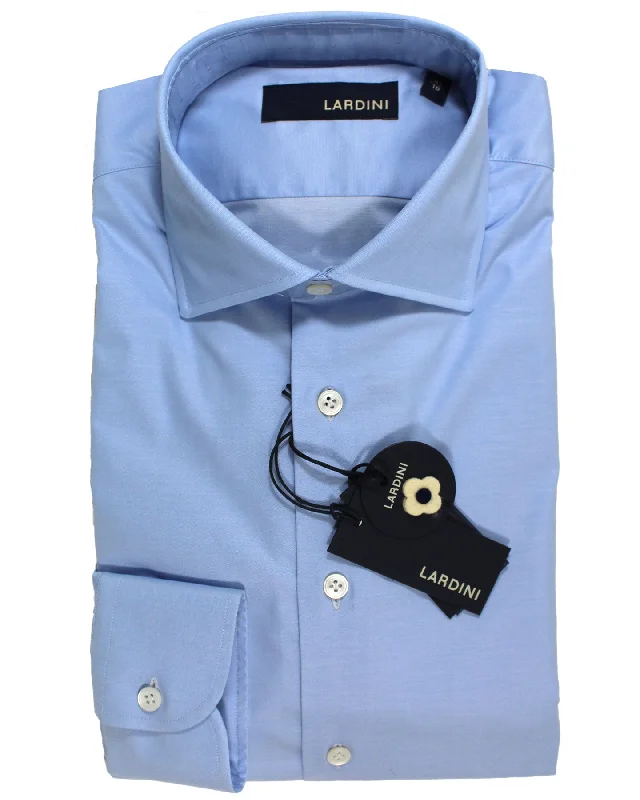 Lardini Dress Shirt Solid Blue - Spread Collar 41 - 16 Confident Men's High