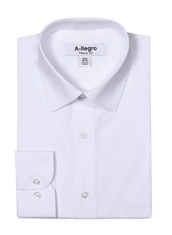 Classic Regular Fit Cotton Convertible Cuff Dress Shirt In White Preppy Men's College