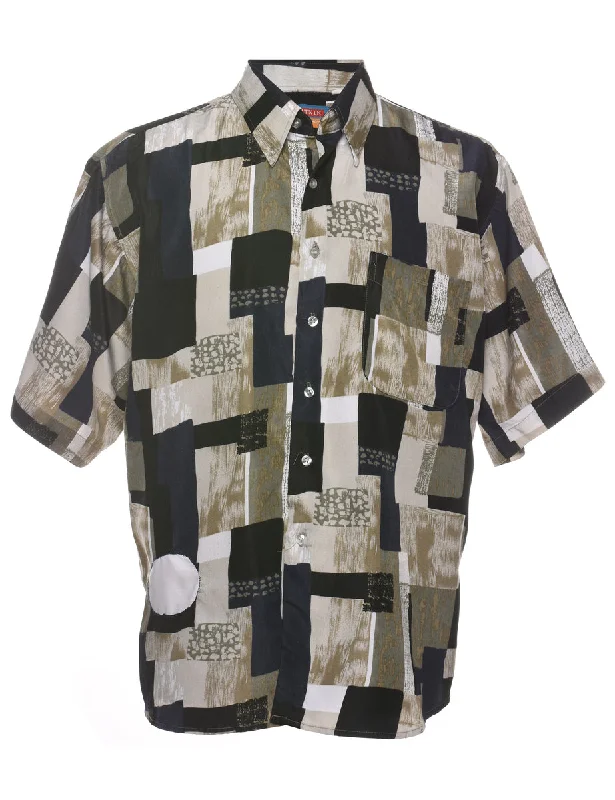 1990s Short Sleeve Shirt - L Polished Men's Silk