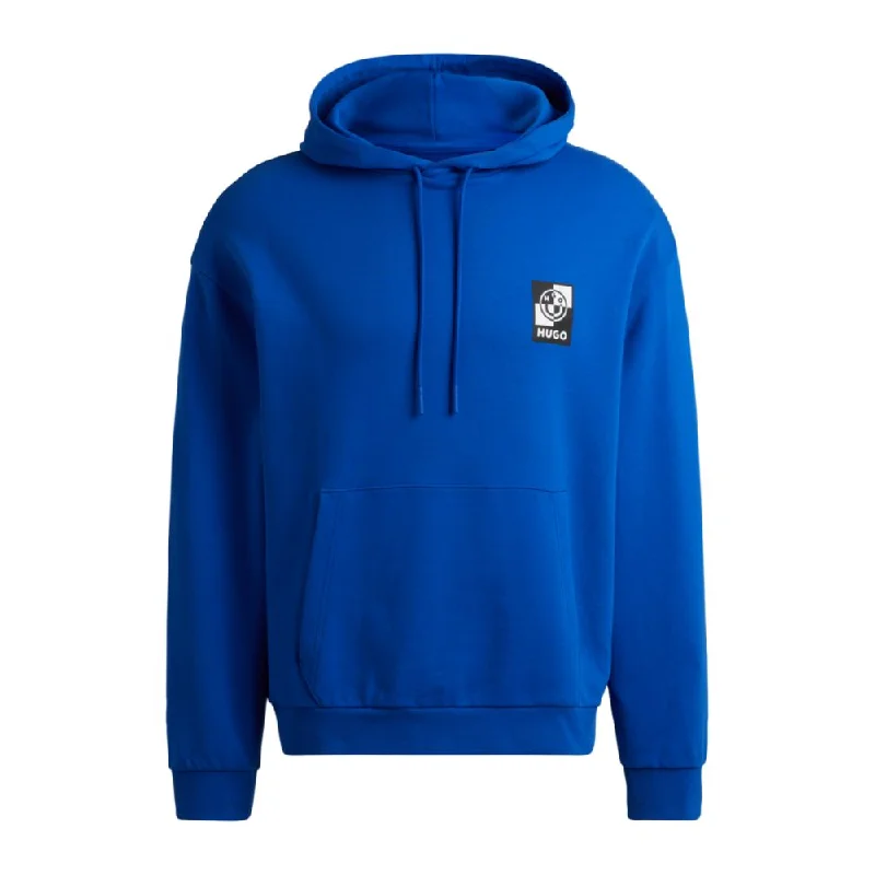 Cotton-terry hoodie with graphic logo artwork Sleek Men's Metallic