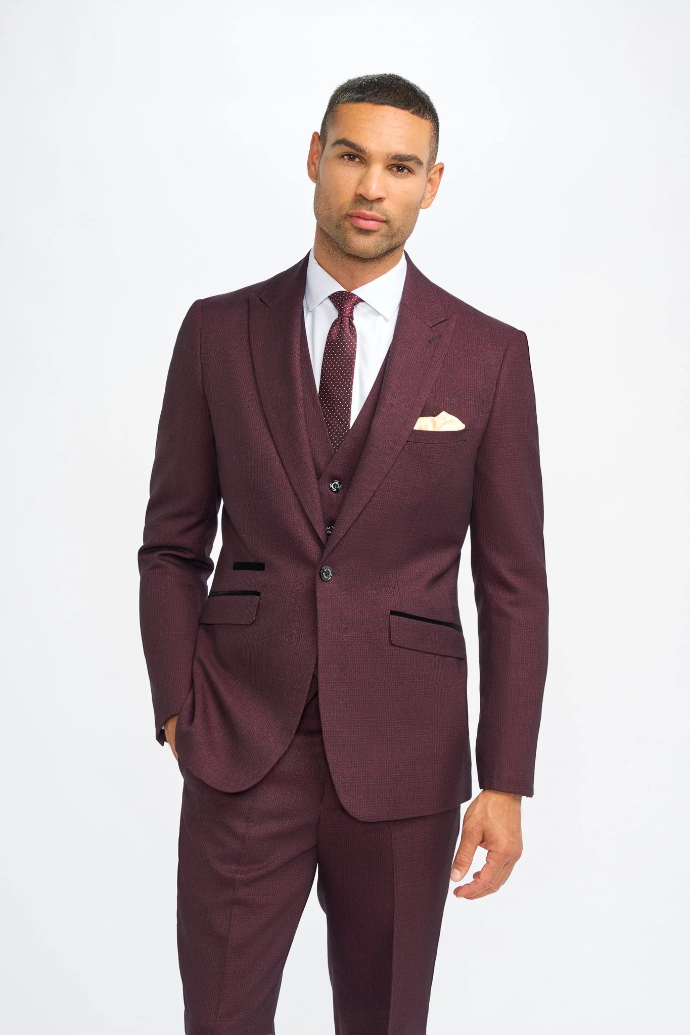 Caridi - Men's Burgundy Checked Blazer Street