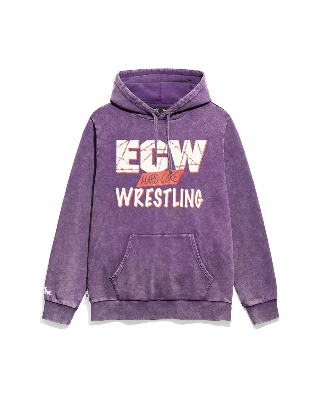 ECW OG Logo Violet Hoodie Sporty Men's Athleisure 