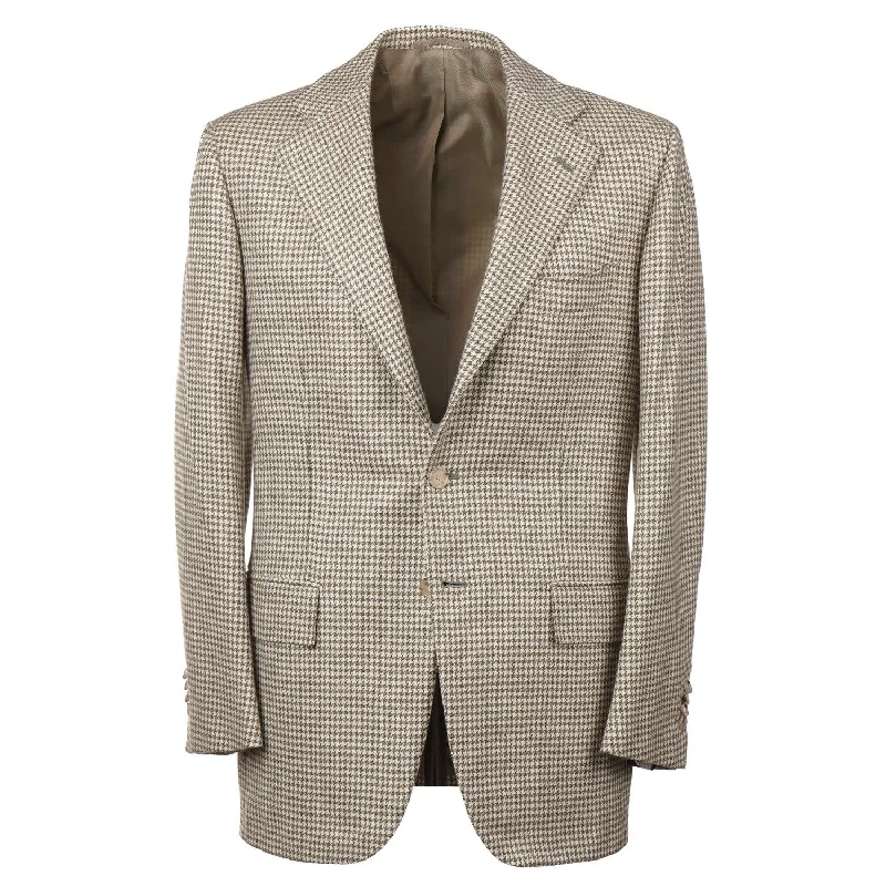 Cesare Attolini Houndstooth Cashmere Sport Coat Elegant Men's Formal 