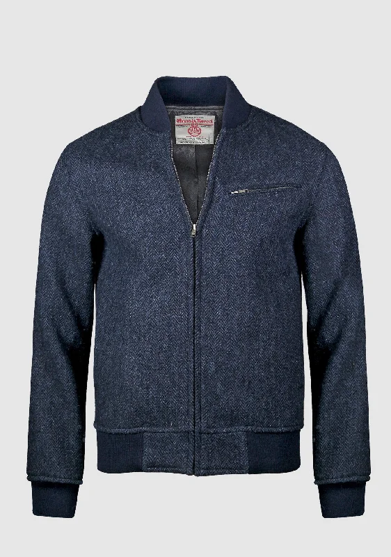 Brandon Baseball Jacket - Navy Herringbone Sharp Men's Italian