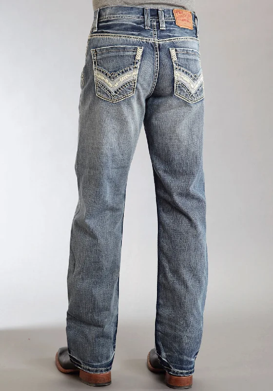 Mens Stetson Blue Cotton Blend Wrong Side Denim Straight Modern Fit Jeans Elegant Men's Cashmere