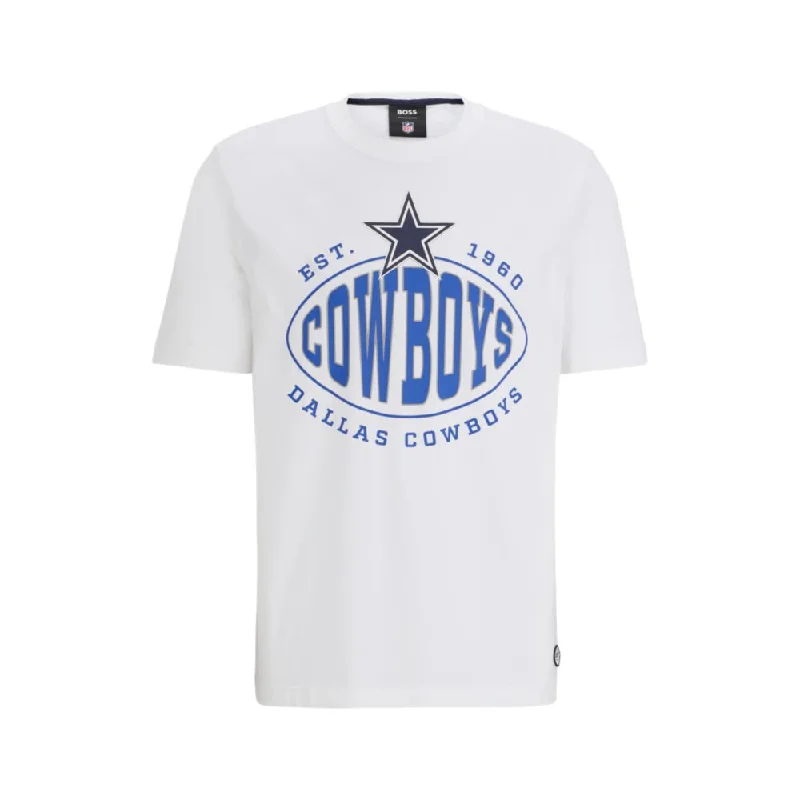 BOSS x NFL stretch-cotton T-shirt with collaborative branding Trendy Men's Scandinavian