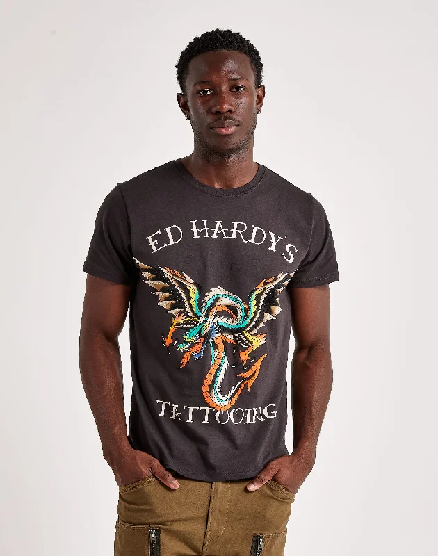 Ed Hardy Dragon Wings Rhinestone Tee Confident Men's Power