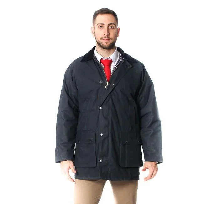 Mens Cotton Wax Padded Jacket - Navy Modern Men's Tech