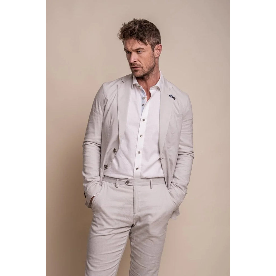 Alvari - Men's Grey Linen Summer Blazer Casual Men's Short