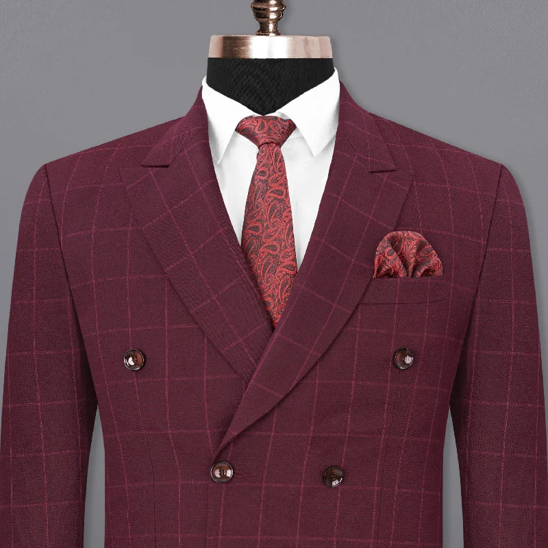 Barossa Windowpane Double Breasted  Blazer Edgy Men's Punk