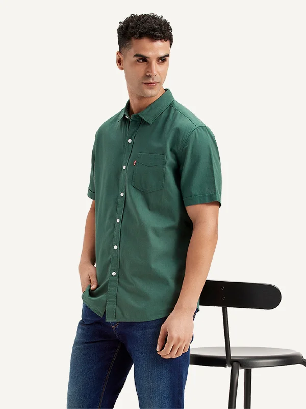 Men's Solid Regular Fit Shirt Edgy Men's Punk