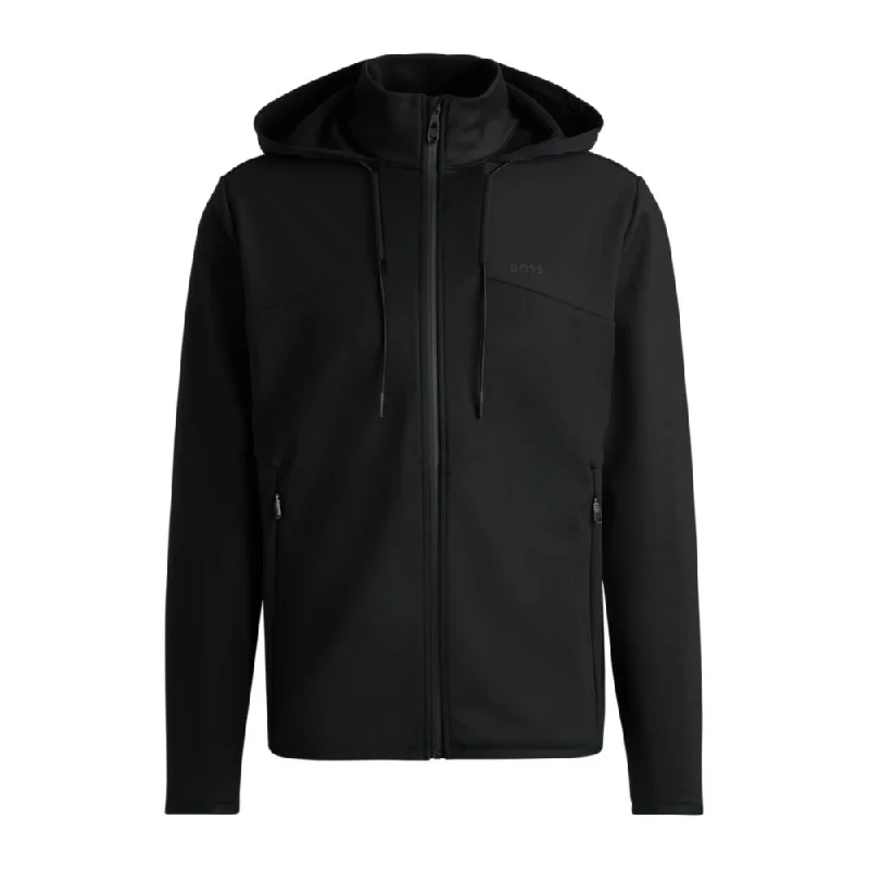 Bonded-fleece zip-up hoodie with logo detail British Gentleman Style