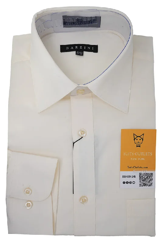 Modern Fit Dress Shirt Convertible Cuff in Ivory Stylish Men's Tropical 