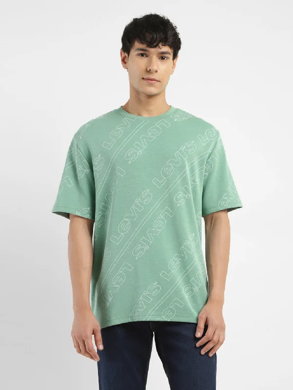 Men's Brand Logo Crew Neck T-shirt Modern Men's Geometric